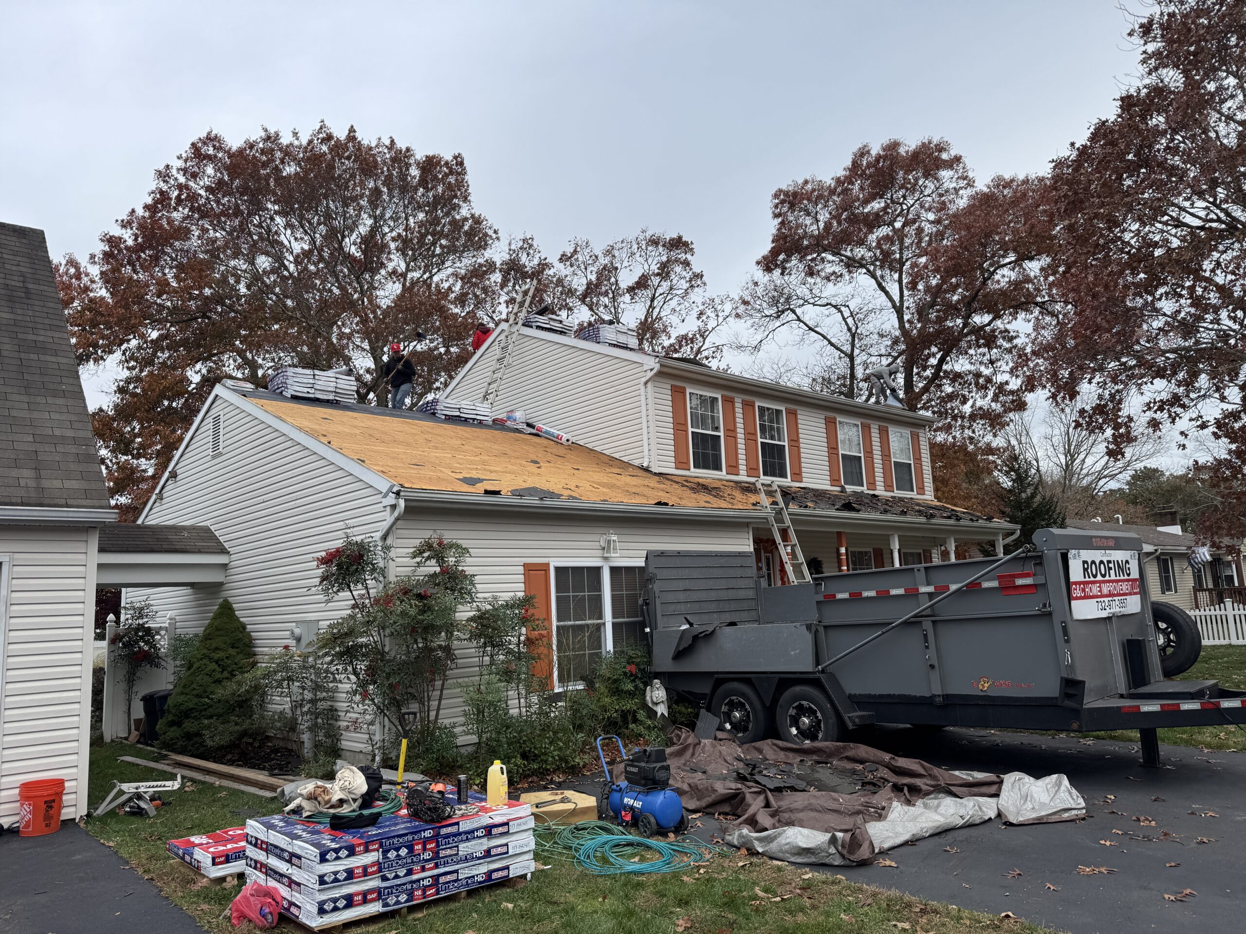 Roof Replacement in Forked River NJ 08731 – G&C Home Improvements Roof replacement in progress in Forked River NJ 08731 by GAF Certified contractor G&C Home Improvements.
